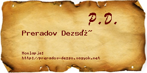 Preradov Dezső névjegykártya